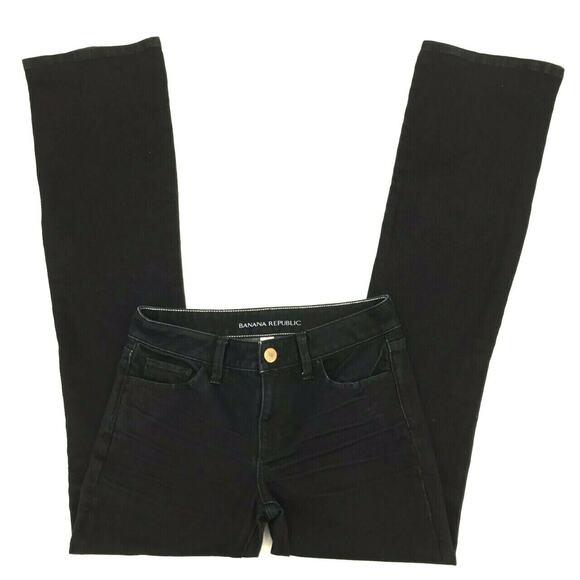 Banana Republic Women's Flare Fit Jeans Size 26 Dark Wash Stretch Mid Rise Zip - Picture 2 of 7